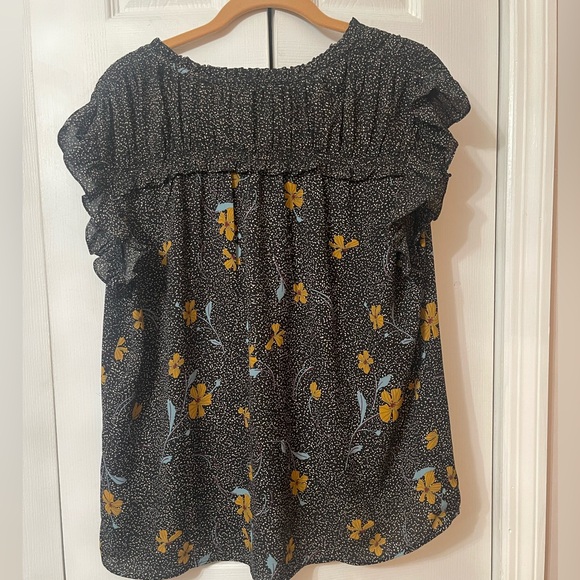 DR2 by Daniel Rainn women's black floral short cap sleeves Size L Pre-loved EUC - Picture 7 of 9